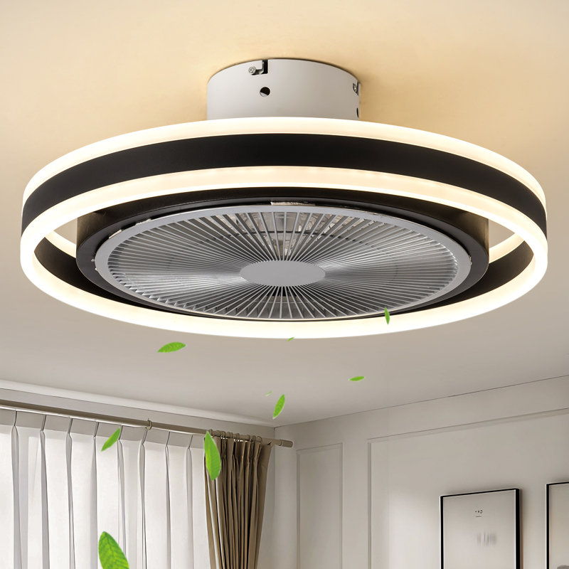 Karnisha 19.6'' Ceiling Fan with LED Lights, Black