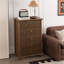 Commode 5 tiroirs cannelée, commode moderne de 45 po de hauteur, commode de chambre à coucher avec poignée en métal-321871125