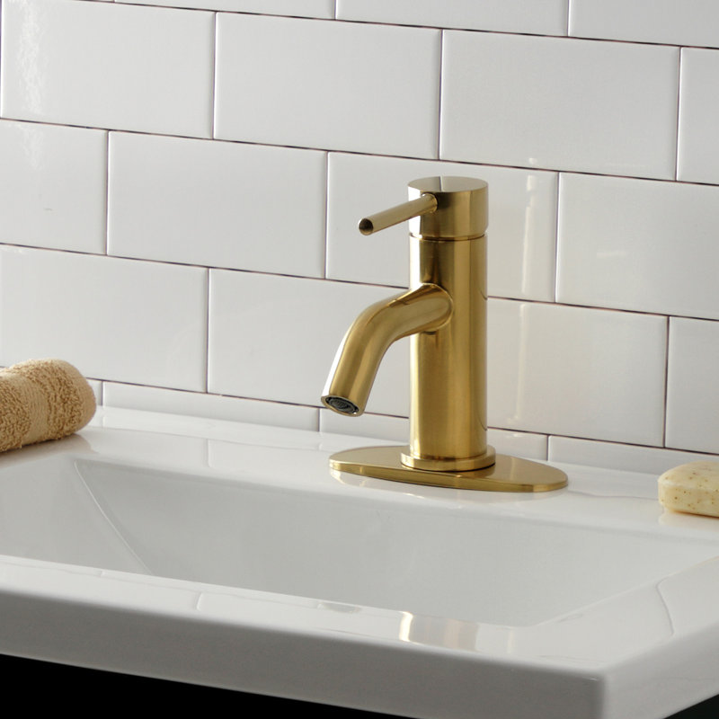 Robinet pour salle de bain à poignée simple et un trou à fixation sur comptoir et bonde mécanique Kingston Brass Concord