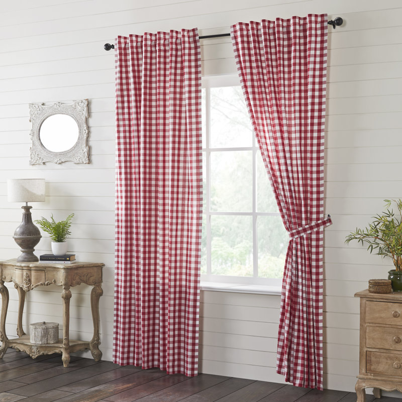 Paire de rideaux obscurcissant 100% coton Barryan, Rouge champêtre