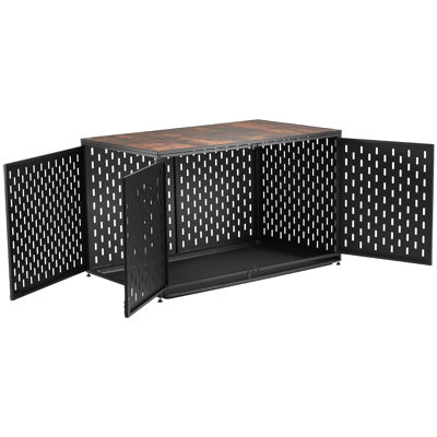 Cage de transport robuste de 122 cm (48 pouces) pour chiens de grande taille, en acier durable, avec 3 portes, plateau amovible et fermetures sécurisées, noire.