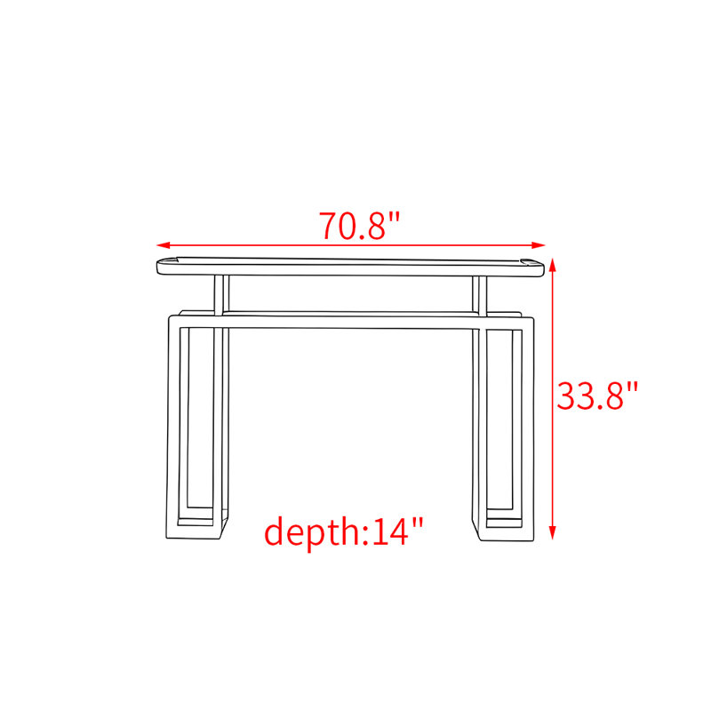 New Chinese-style solid wood console table, 33.8" H x 70.8" W x 14" D