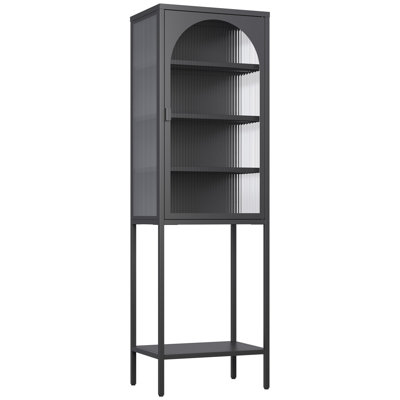 63''H Metal Accent Cabinet with Adjustable Shelves,Glass Doors.
