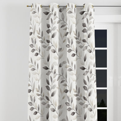 Rideaux occultant à motif oriental - Bonnet gris avec œillets - 1 panneau