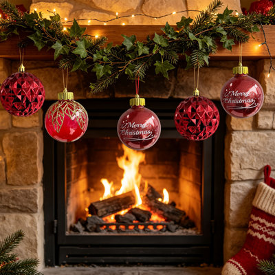 Décoration de Noël : Ensemble de 6 boules sphériques transparentes à suspendre, recouvertes de fil, pour sapin de Noël intérieur et décoration de fêtes.