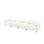 Canapé modulaire en chenille blanc à 4 places avec rangement intégré, dossiers cylindriques pour le salon