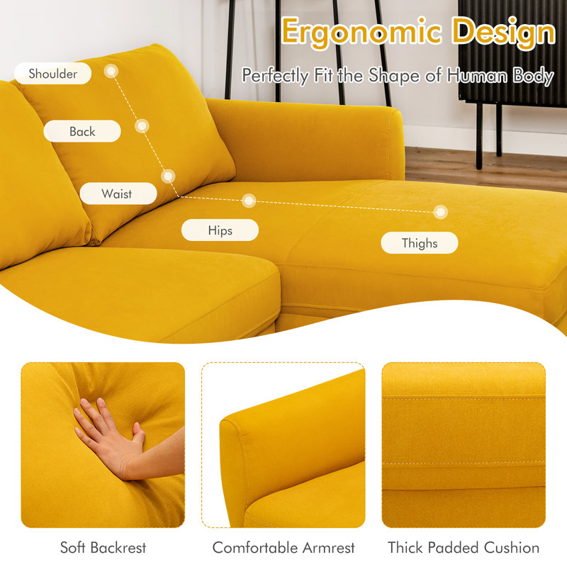 Canapé et méridienne Assunta 104, Polyester jaune