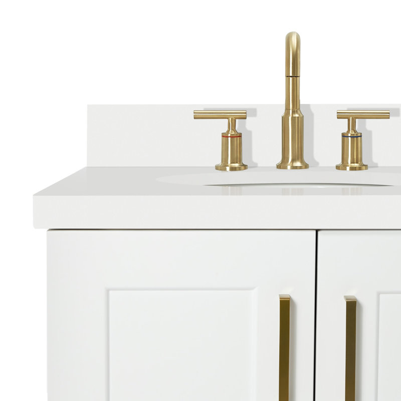 37 IN.  Single Bathroom Vanity, Left, Oval, White