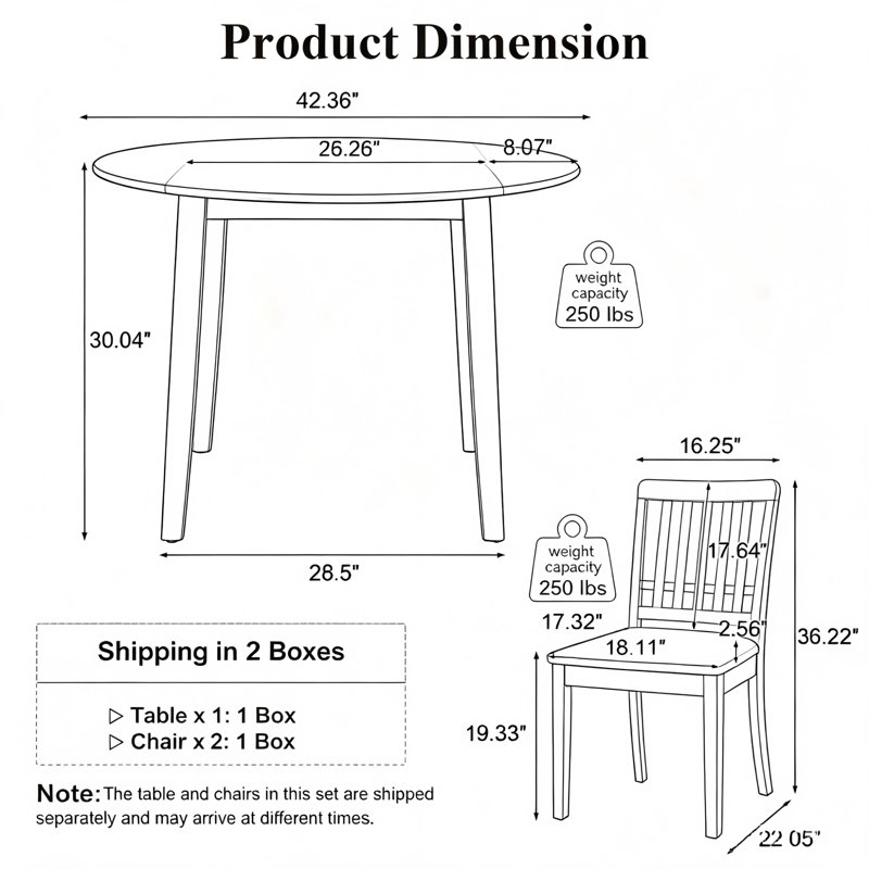 Ensemble repas 5 pièces pour 4 | Table pliante et chaises rembourrées, Naturel