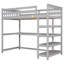 Loft Bed with Storage Shelves and Under-Bed Desk, Solid Wood Space-Saving Workstation-916007045-916007044