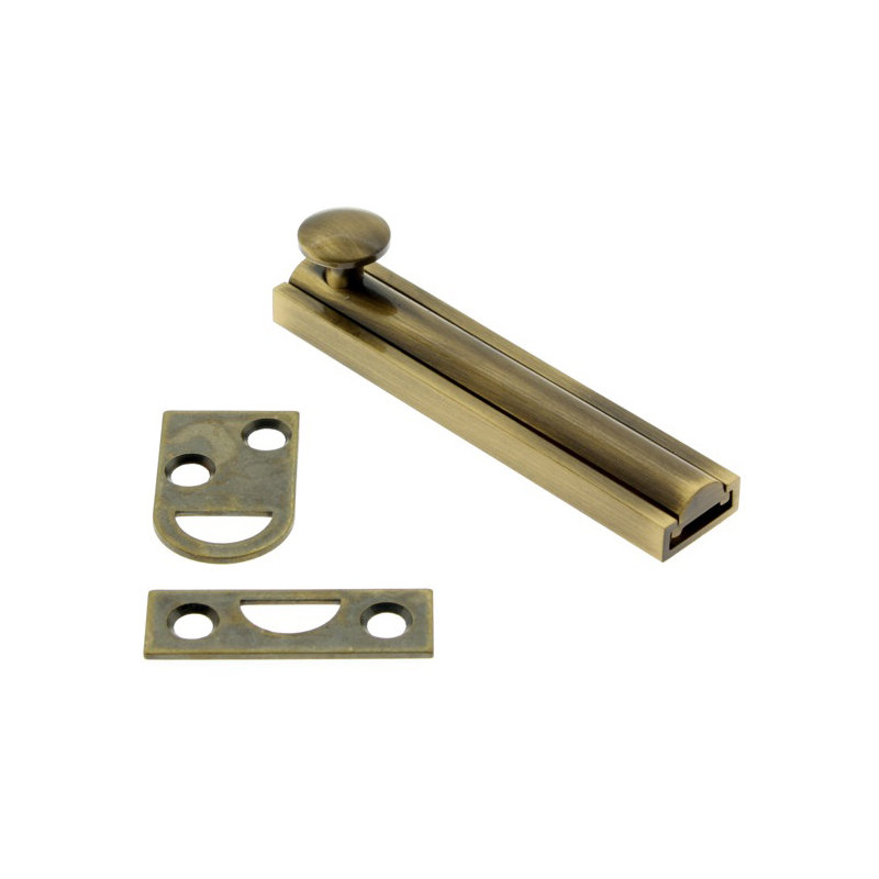 Solid Brass Surface Bolt, Antique Brass