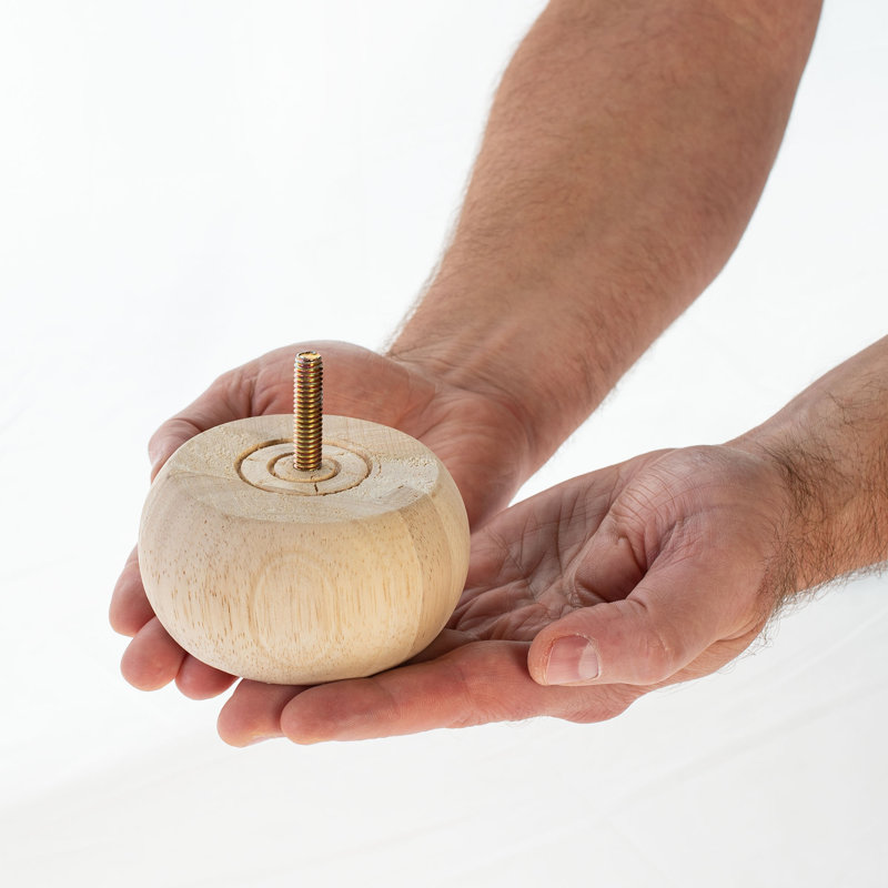Espresso Solid Hardwood Round Bun Foot Set with Drill Bit
