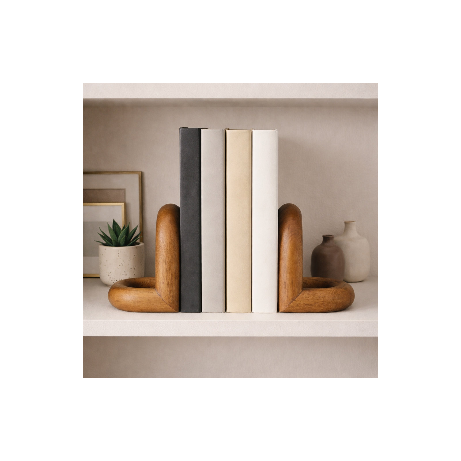 Zeppelin Wood Loopy Bookends, Brown