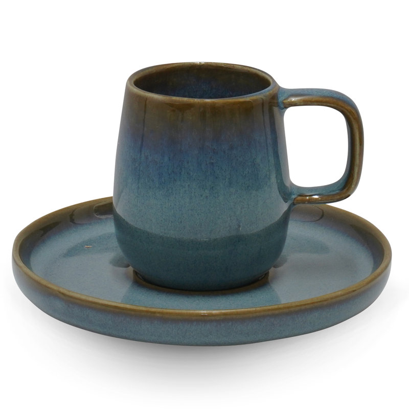 Uno Stoneware Espresso Cup and Saucer, Blue