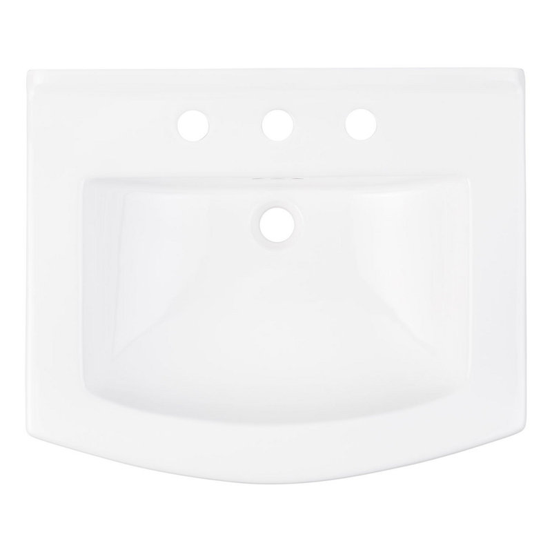 Pennfield 24" Vitreous China Pedestal Bathroom Sink with Overflow and 3 Faucet Holes at 8" Centers, 8" Widespread
