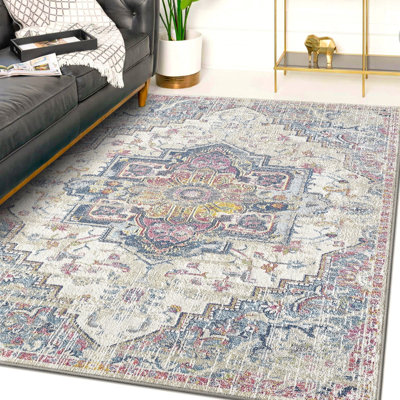 Tapis oriental bleu / rouge