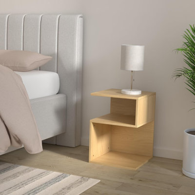 Table de bout à 3 niveaux minimaliste à bascule de table basse en bois pour petits espaces avec rangement ouvert - table de chevet pour chambre à coucher d'inspiration japonaise