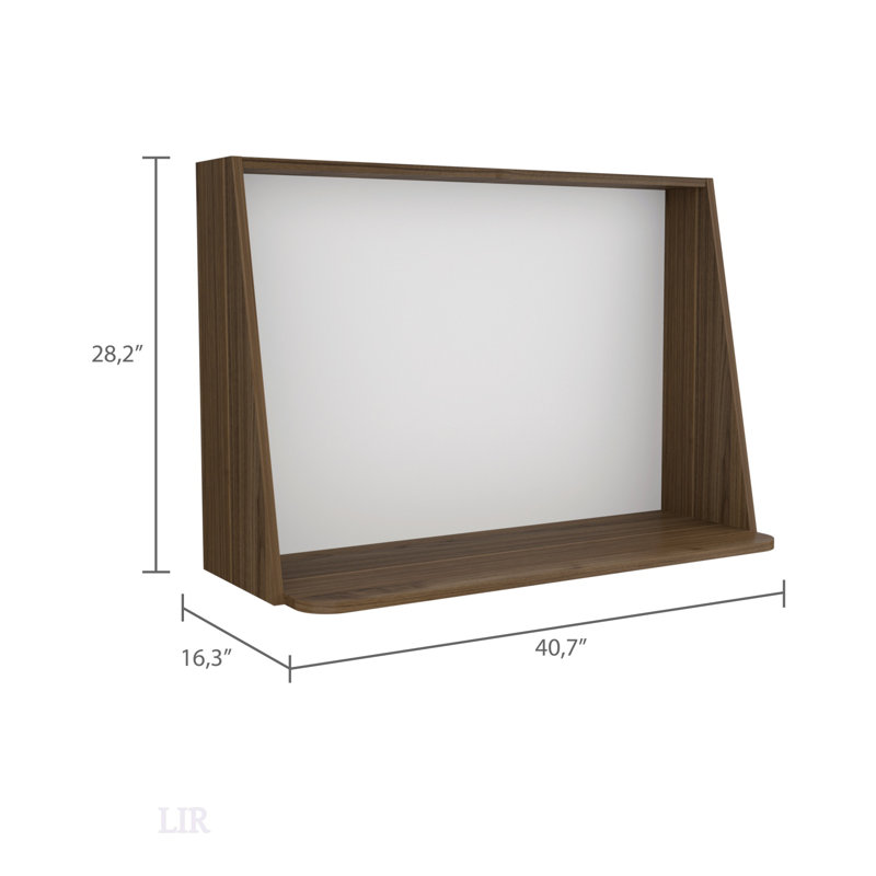 Bureau mural à une tablette avec finition acajou / blanche Afrec, peu encombrant et facile à installer pour les maisons modernes.