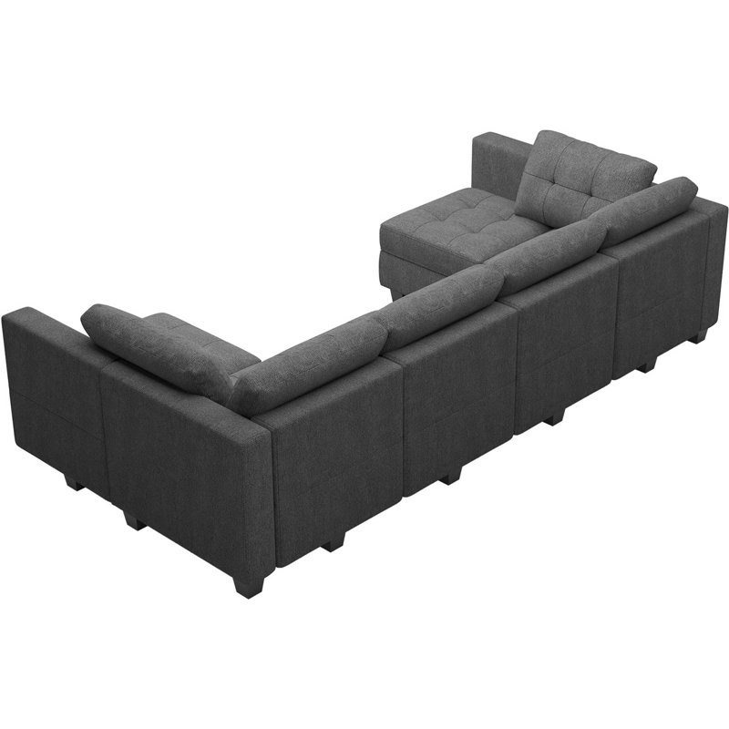 Canapé modulaire réversible en U Ashbury Ivery, Polyester gris foncé
