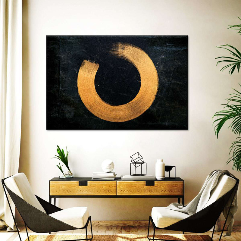 Cercle doré zen, H 30 po x l 45 po x P 1,25 po
