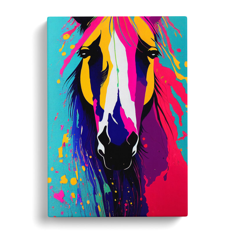 Paint Splash Horse No.3 Abstract - Wrapped Canvas, 50cm H x 35cm W x 3cm D