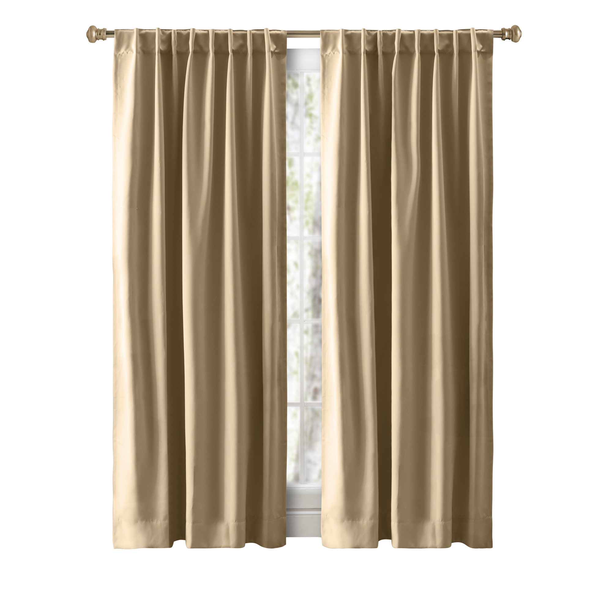 Ardelle Pure Blackout Premium Woven Yarns in a Thermal Rod Pocket w/ Backtabs Curtain Panel, Sand, 56" W x 84" L