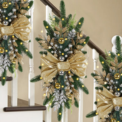 2Pcs Artificial Christmas Teardrop Swag