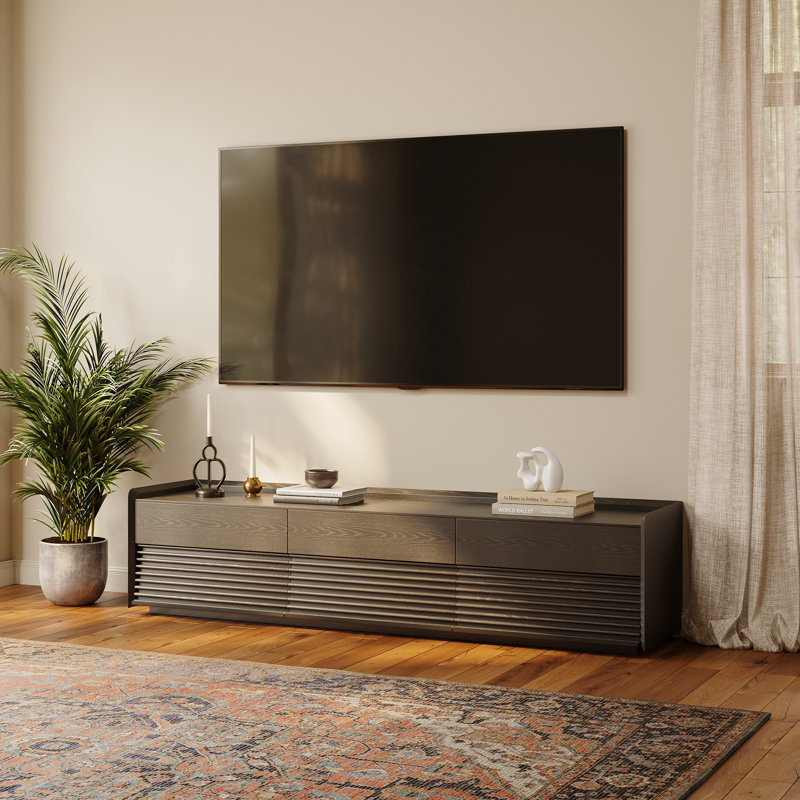 Mid-Century Modern TV Stand with LED Light, Fully Assembled, 19.27"H x 70.87"L x 15.75"W, Black