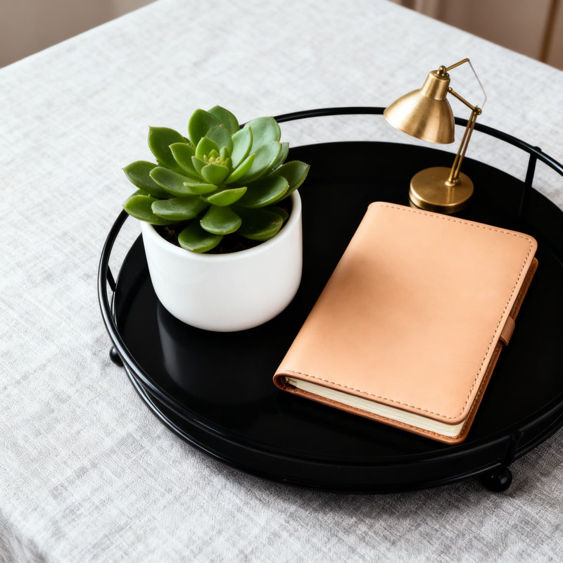 Decorative Tray Organizer For Jewelry, Perfume, And Cosmetics, Round Vanity Display With Metal Base For Bathroom, Dresser, And Tabletop Storage