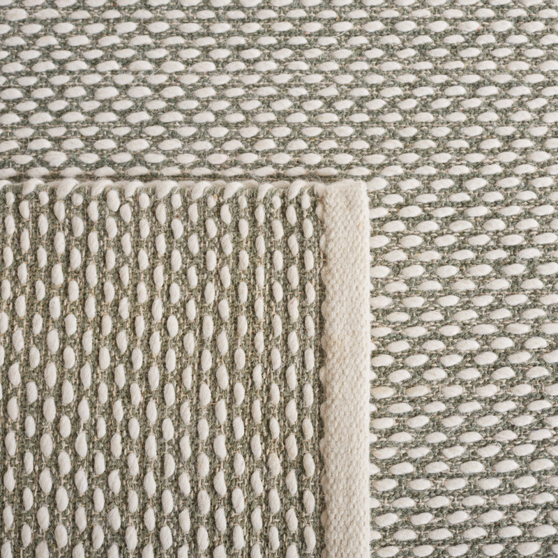 Vermont Flat Weave Wool/Cotton Rug in Green, Rectangle 5' x 8'