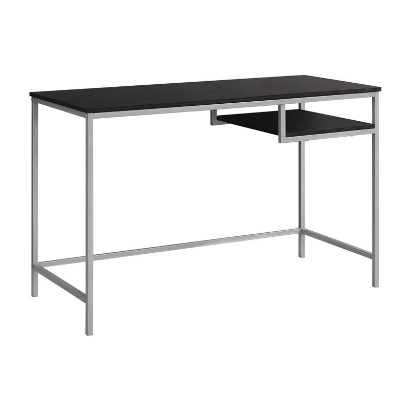 Bureau d'ordinateur, bureau personnel, ordinateur portable, L 48 po, travail, stratifié brun, métal gris, contemporain, moderne