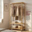 Wooden Clothes Rack | Portable Open Wardrobe with Shoe Storage