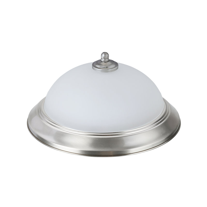Plafonnier encastré 1 lumière DEL, Nickel satiné, H 5,5 po x l 13 po x P 13 po
