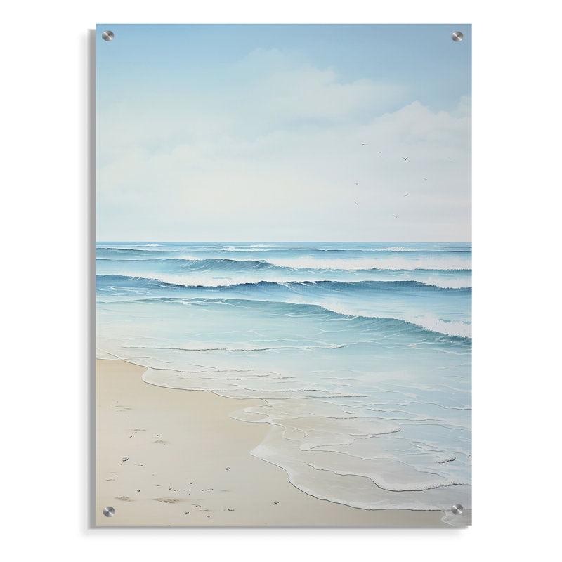 «Mariani Beach Photo Tranquil Waters I» - art mural acrylique sur la plage côtière, H 20 po x l 12 po