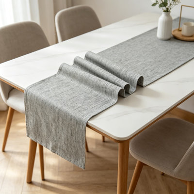 Farmhouse Rustic Faux Linen Table Runner, Water Resistant Washable Table Cover For Dining Room, Kitchen, Dresser, And Party Decor