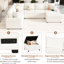 Canapé modulaire de 112,2 po avec lit escamotable, rangement mobile, 2 ports et 3 coussins de couleur crème pour le canapé-lit, le contenant, les options de chargement et-501548747