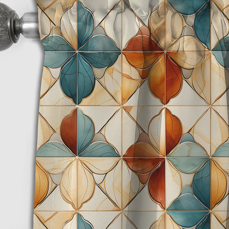 Earth Tones Damask Tiles Harmony - Rideau damassé - Rideau occultant damassé - 1 panneaux, L 52 po x L 95 po