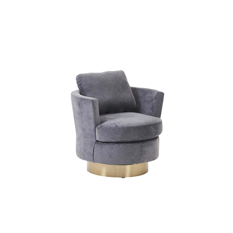 Fauteuil demi-tonneau Lindall, Velours gris velours