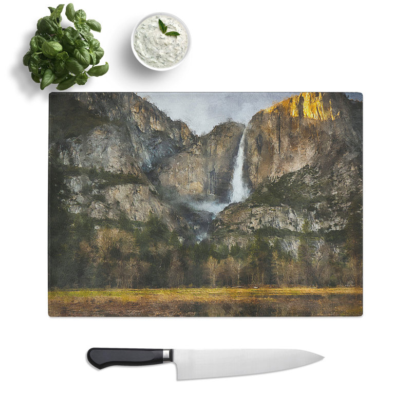 The Waterfall in Yosemite Chopping Board, 0.4cm H x 28.5cm W x 39cm L