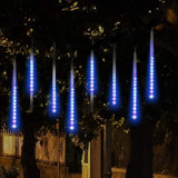 Christmas Lights Outdoor UL Certified Meteor Shower Lights 8Tubes 192LED Falling Rain Drop Lights Icicle Snow Cascading Xmas Lights For Tree Wedding Party Garden Decoration