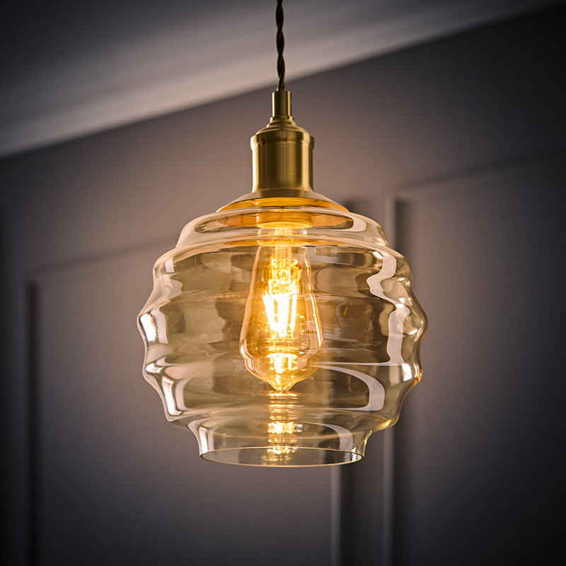 Deaudre 19cm H Glass Round Pendant Shade ( Slip-On ) in Beige