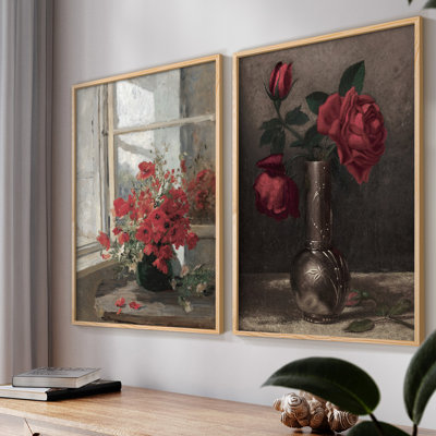 Vintage  Floral XLIII  -Framed Giclee Print - Set of 2