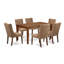 Ensemble de table de salle à manger 7 pièces composé d'une table de cuisine rectangulaire et de 6 chaises de salle à manger Parson en lin sable, acajou-473791253-489802989