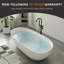 Baignoire autoportante en pierre de résine de 55 po à surface solide de conception contemporaine avec bonde escamotable et trop-plein, certifiée Cupc, blanc mat-120747182