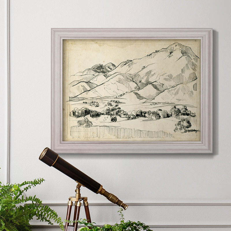 Dessin de montagne I, encadré sur toile, H 29 po x l 41 po x P 2,5 po