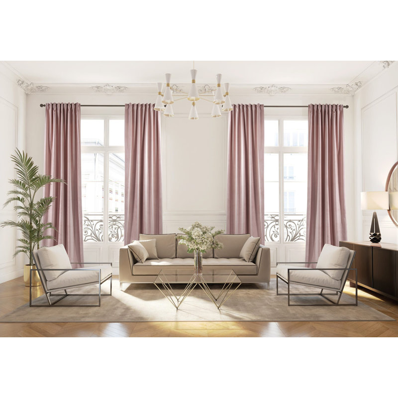 Rideau simple extra long et extra large en velours mat luxueux, 76 Flamant rose, L 52 po x L 95 po