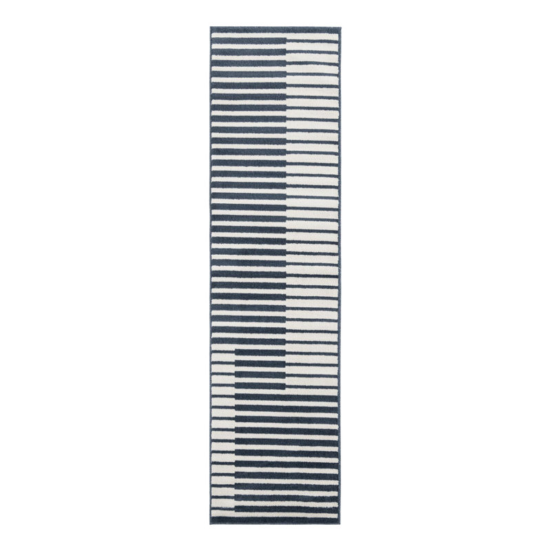 Tapis Ivy Bronx Namsen Nathanyl bleu, Tapis de couloir 2 pi 7 po x 10 pi