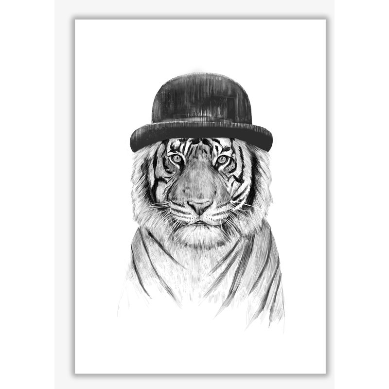 Welcome To The Jungle Tiger by Mercedes Lopes Charro - Print, 59.4 cm H x 42 cm W x 1 cm D, No Frame