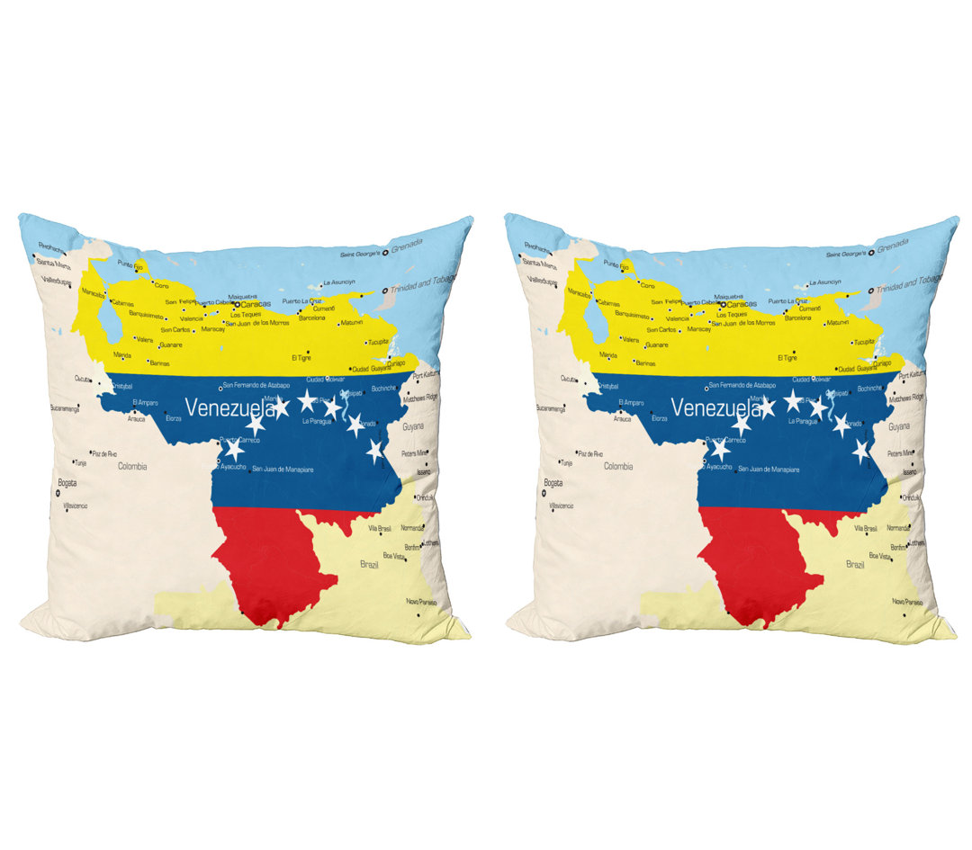 Dekokissen Kissenbezug, Bunte Detaillierte Karte, Venezuela, Mehrfarbig