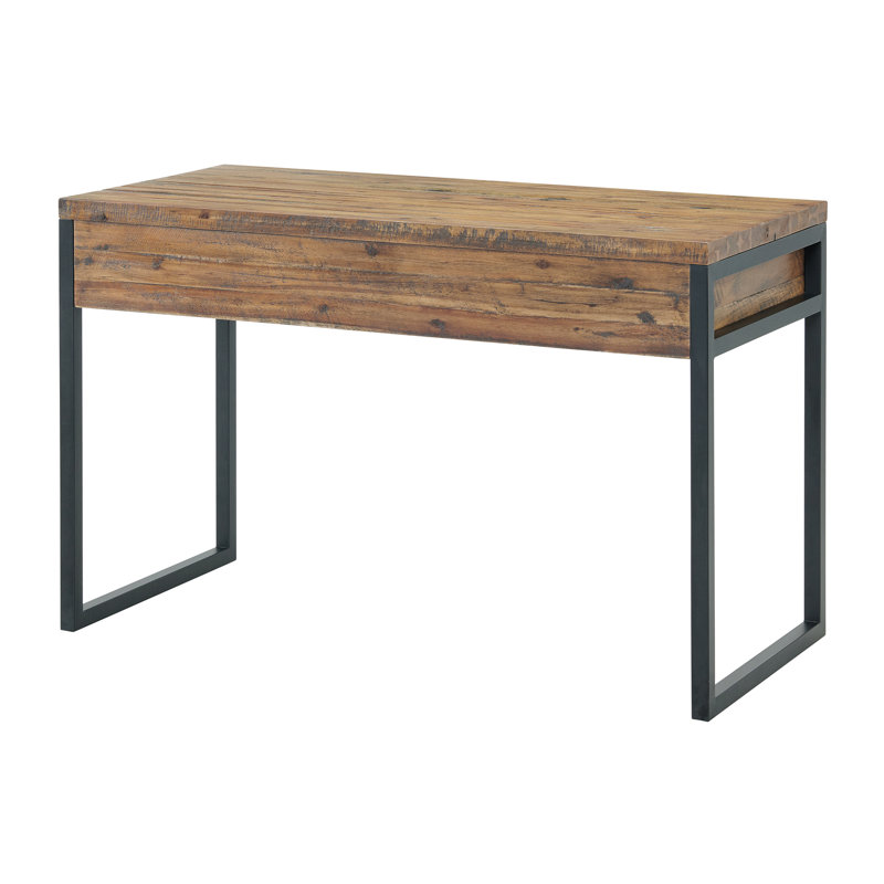 Solid Wood Top Metal Base Writing Desk, 76.2cm H x 121.92cm W x 58.42cm D